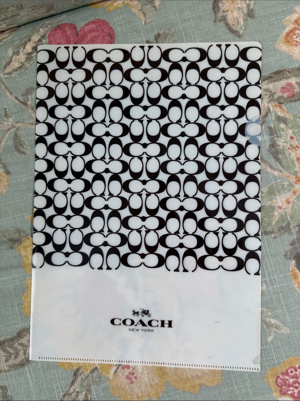 Coach Large C Pattern Black and White Signature Pattern Document Sleeve